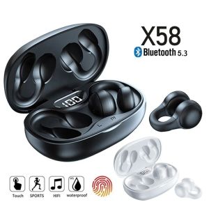 X58 TWS Wireless Bone Conduction Earphones Bluetooth 5.3 Earphones Waterproof Sports Earplugs Earhooks with Microphone Earphones Noise Reduction Touch Sports Earphones