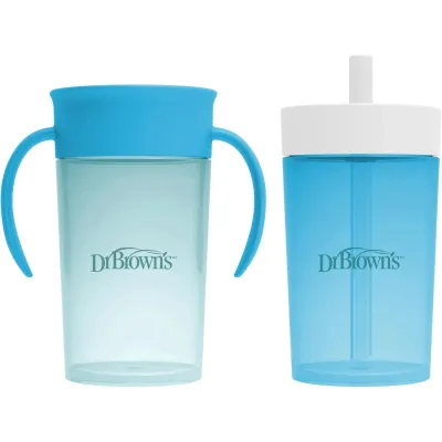 Dr. Browns Milestones Straw to 360° Cup Set - 2pk (3 Colors) | 9M+