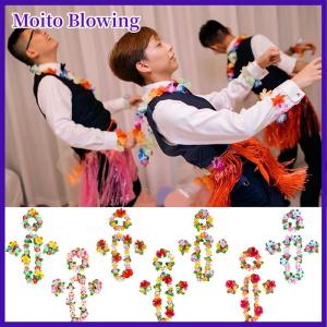 Moito 4Pcs set Hawaiian Flower Leis Garland Necklace Wreath Petal Headband Bracelet Beach Party Decor Wedding Dressing Accessories
