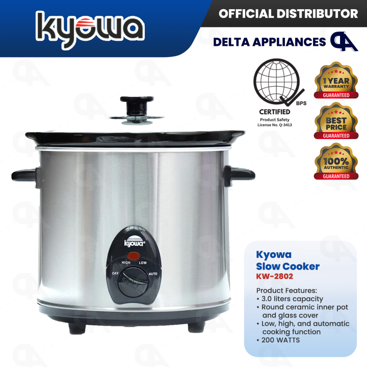 Kyowa Slow Cooker 3L Round Slow Cooker Original Year Warranty KW