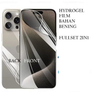 FULLSET 2 in 1 HYDROGEL CLEAR IPHONE 15 PROMAX IPHONE 15 PRO IPHONE 15 PLUS 15 ANTI GORES BENING FULL DEPAN LAYAR DAN BELAKANG