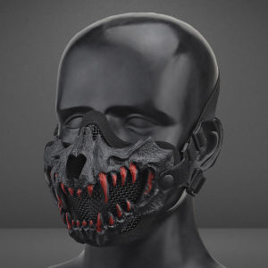 MOJOYCE Half Face Mask Multipurpose Paintball Mask Headwear Halloween Horror Party Decor