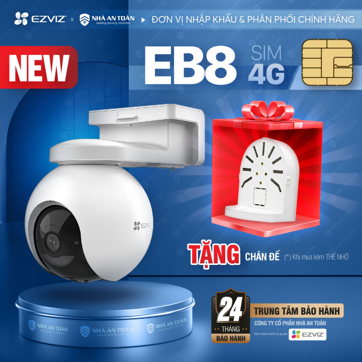 Camera Pin Sạc Ngoài Trời EZVIZ EB8 2K,Quay Quét 360 Độ,Hỗ Trợ Sim 4G ...
