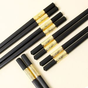 10pair Black Alloy Chopsticks Non-slip High Temperature Resistance Chopsticks Hotel Restaurant Kitchen Tool