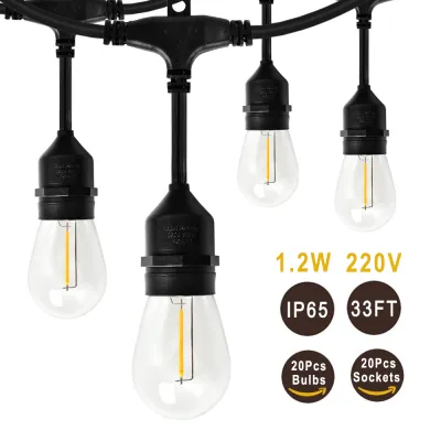 christmas lights Outdoor Waterproof String Lights S14 LED Garden Party Lights For Patio Holiday Wedding Lights Solar charging outdoor decorative lamp