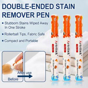 Double Action Stain Remover Pen For Laundry Oil Food Stains Portable Fabric Cleaner For Household Outdoor Travel Use Safe Eco-Friendly Stain Eraser Instant Clean