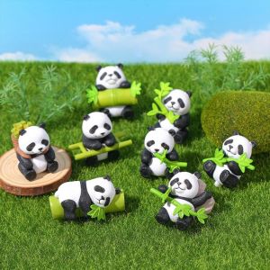 BABYBANG Resin Crafts Mini Panda Ornaments Micro Landscape Cartoon Panda Miniatures Cute 3D Simulation Panda Ornaments Succulent Accessories