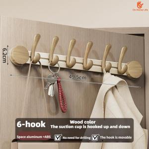 SG Stock Suction Cup Door Hook Walnut Wood Grain Clothes Hook Coat Hanger Row Hook No-Trace Strong Adhesive Hook