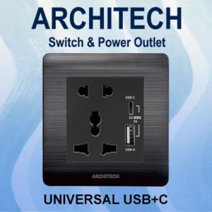 STOP KONTAK UNIVERSAL USB B9 C06U A+C BLACK ARCHITECH PLATINUM BLACK SERIES