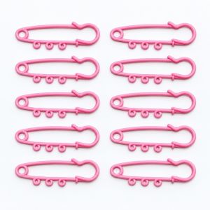 JAYQQ 10 Pcs Hợp kẽm Ghim an toàn Sơn phun 3 vòng lặp Ghim cài áo Đa năng Kích thước 6cm Kẹp quần áo dành cho hợp kẽm