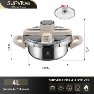 SUPVIBE Thick Explosion Proof 304 Stainless Steel Pressure Cooker No PFAS&PTFE&PFOA and is Suitable for All Stovetops