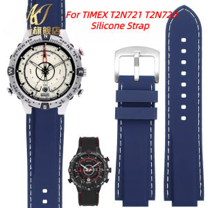 24*16mm Convex men silicone Watch strap for TIMEX Tidal T2N721 T2N720 TW2T76500 2T76300 Blue sports waterproof rubber Watchband2026
