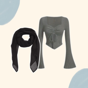 One Set Remaja Kekinian Hijab Paris Hijab Premium + Crop Serut Wanita + Celana Cutbray Scuba 20B