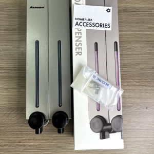 Hộp nhấn xà phòng đôi - ATMOR - SaigonDepot DH-700 dung tích 500mlx2 nhựa ABS xám sang trọng phù hợp với nhiều không gian thiết kế - bảo hành chính hãng 12 tháng