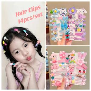 14 Pcs girl Cute Hair Clip Set Bangs Hairpin Flower Fruit Baby Girl Barrettes Hair Accessories