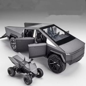 IPIE2 1:32 Cyber Truck Pull Back Car Alloy Diecasts Simulation Cybertruck Model Metal Toy Cars SoundLight Cybertruck Model Toys BoysGirls