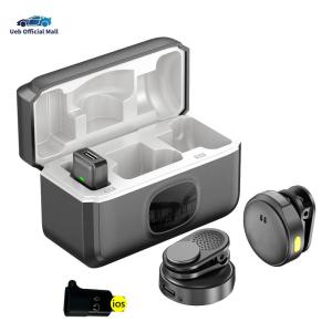 Ueb Official Mall ✪Magnetic Lapel Microphone W/ LED Power Display Mini Lapel Wireless Microphone Mini Clip On Microphone for iPhone Android