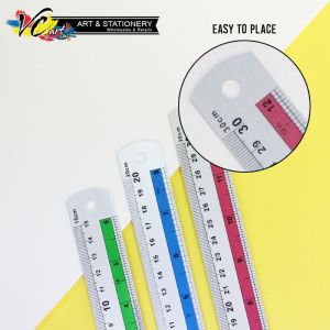 VCR High Precision Steel Ruler Dual Scale Inch CM Measuring Tool for Drawing Engineering Architecture & School Use