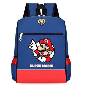 English style large size childrens backpack 6-14 year old kids schoolbag wear-resistant knapsack Super Mario bag classic cartoon rucksack