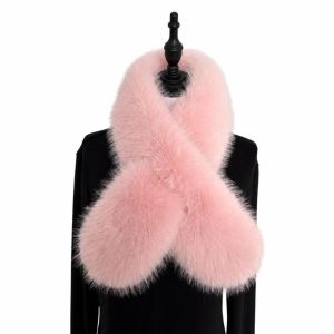 ANANAA Solid Color Faux Fur Scarf Faux Fox Fur Soft Plush Scarf Winter Warm Thick Fur Neck Collar Autumn Winter