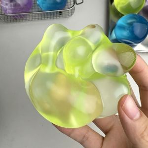 MAKERVY Soft Coconut Oil Round Stress Ball Petrolatum Material Stress Relief Squeeze Sensory Fidget Ball Ultra-transparent Slow Rebound Pinch Toy For Kids Adults