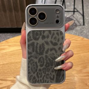 Luxury Leopard Print Leather Texture Phone Case For iPhone 17 Air 16 15 14 Pro Max 13 Cool Matte Shockproof Bumper Cover Funda