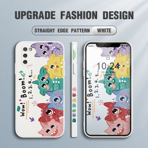 Hontinga Casing Case For Huawei Mate 20 Mate20 Pro Mate 20X Case Cute Cartoon Monsters Square Original Liquid Soft Silicone Edge Pattern Rubber Case Full Cover Camera Protection Cases Back Phone Casing Softcase For Girls