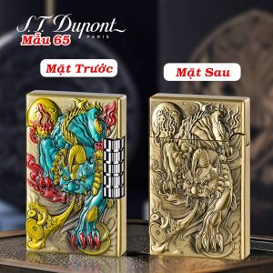 HỘP QUẸT BẬT LỬA DUPONT SƠN MÀI HÌNH TỲ HƯU DẬP NỔI