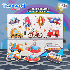 [KST] Puzzle Kayu Transportasi | Mainan Puzzle Edukasi Anak Balita 1 2 3 Tahun Laki Laki Perempuan