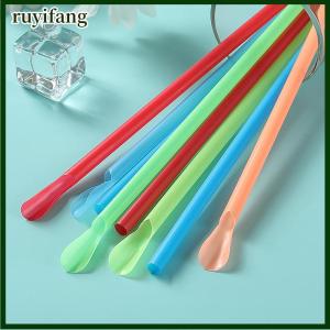 ruyifang หลอดพลาสติกหลากสี100ชิ้นหลอดสำหรับดื่มช้อนบาร์ผับหลอดดูดโคลนสำหรับงานเลี้ยงฉลองวันเกิด