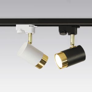 รางไฟสปอตไลต์ไฟ LED ราง GU10ได้อย่างอิสระไฟติดตามทางเดินสปอตไลท์ตกแต่งโคมไฟทองเหล็กสีดำ