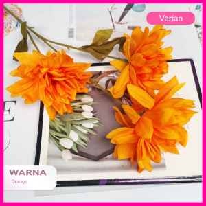 Bunga Dahlia Anemone Artificial X3 Cabang/Bunga Artificial Tangkai Panjang 65cm [NK-125]