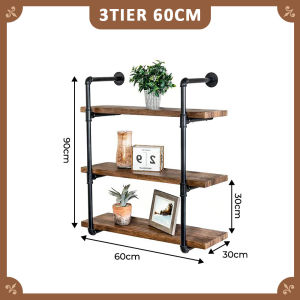 [3/4 Tier] Borong365 Rak Dinding Gaya Loft Loft Style Wall Mounted Rack Industrial Wall Shelf Rustic Organizer Wall Shelf