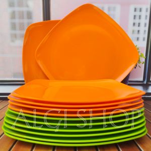 12pcs piring saji melamine import model kotak ceper 9inc