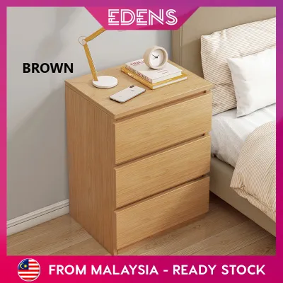 Edens 3 Drawers Bedside Table Simple Modern Small Storage Rental Room Bedroom Bedside Rack - Fulfilled by Edens