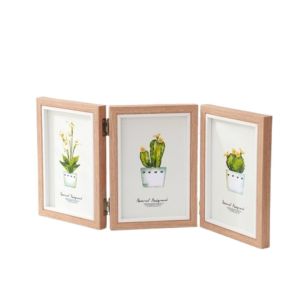 SINGLE Double/Triple Foldable Hinge Photo Frame Rectangular Creative Album Set Modern Simple Wooden Portrait Picture Frame Gift