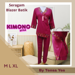 Stelan jas Blazer batik  stelan celana bahan katun  by Tensa Yes
