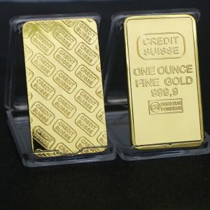 T6JOB1 Fine Gold Gold Plated Bullion Bar Funny with Different Serial Commemorative Coin Decoration Coins Modern Suisse Gold bar Collect
