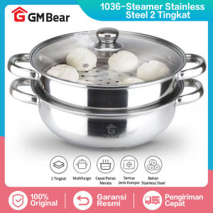 GM Bear Panci Kukus 2 Tingkat 1036 - Panci Steamer Stainless Steel