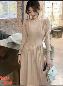 LooWear- Dress Korea Rajut Branded Premium Import Modern Kekinian Terbaru/ Dress Rajut Knit Korean Style Import Terbaru (Tag Label)