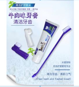 (🔥SG stock🔥 ) Pet Toothpaste Dog Toothbrush Cat Toothbrush Dental Cleaning Kit-vanilla