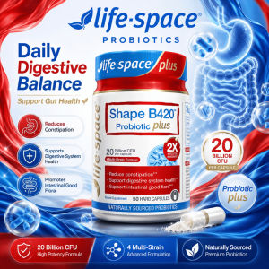 buy 3 free 1 Life-Space Shape B420 Probiotic Plus 20 Billion CFU 50 Capsules Digestive & Gut Flora Support