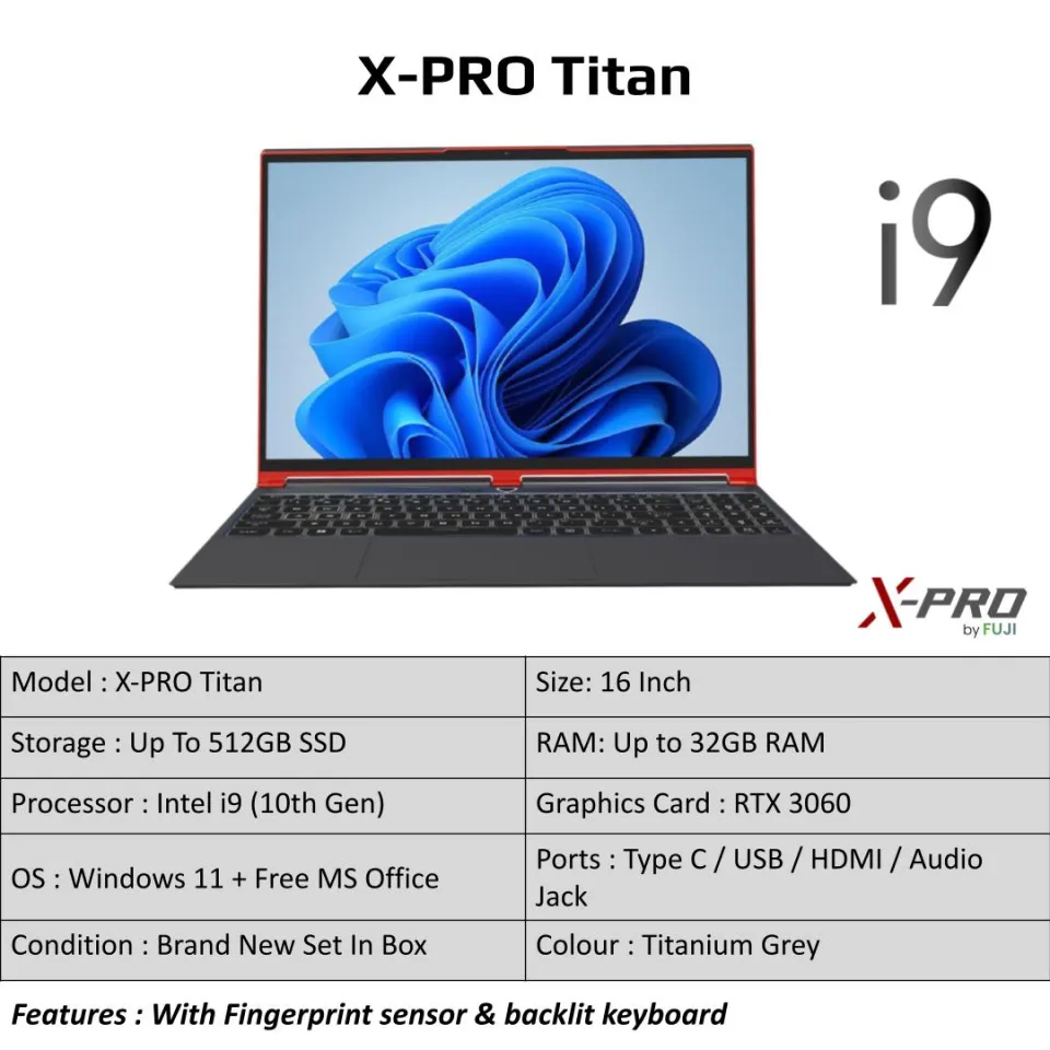Brand New XPro Titan 16 Inch Gaming Laptop Intel i9 Laptop