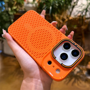 For Magsafe Heat Dissipation Case For iPhone 17 16 15 14 13 12 11 Pro Max Plus Invisible Fold Holder Magnetic Breathable Cover