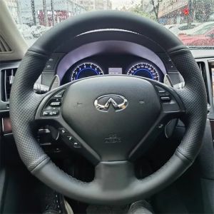 Kaly For Infiniti G G37 EX EX35 EX37 Q Q40 Q60 QX50 2008-2018 Hand Stitched non-slip Genuine Leather suede Car Steering Wheel Cover 9H4B3