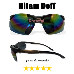 SUNGLASSES SPORTY - Kacamata Anti UV PROTECTION Sport Bersepeda Mancing Hiking Traveling Bermotoran Gaya Keren Lensa Miror Pelangi Untuk Pria Wanita - BISA COD
