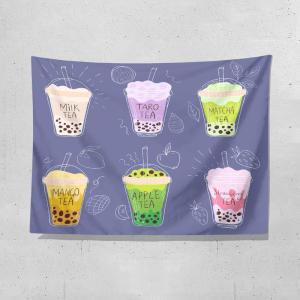 Iced Milk Tea ins Creative Advertising Wall Background Cloth coffee Shop Decoration Hanging Cloth Trunk Stall Advertising Cloth Tablecloth Hanging Carpet