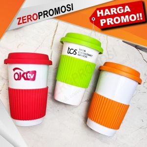 Souvenir Mug Keramik Rainbow Silicone With Tutup