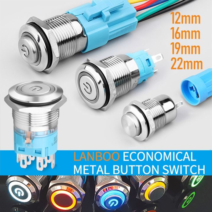 16/19/22mm Custom Metall Push Button Schalter Start Stop LED Licht Für Auto Nebel Schalter