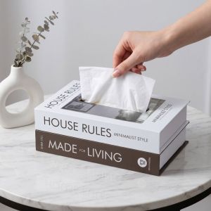 MAOMEI STUDIO Sang trọng Hộp đựng khăn giấy kiểu sách Thùng chứa Đồ trang trí Hộp đựng khăn giấy Người tổ chức Tranh ghép vải Hộp giấy Trang chủ